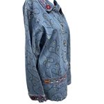 Denim & Co . Women’s Jean Jacket Embroidered Floral design Long Size M NEW  SKU 1 Photo 2