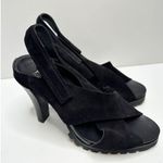 Pedro Garcia Shoes Womens Size 8.5 Black Open Toe Yuval Slingback Leather Sandal Photo 0