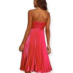 Lulus  Just Like a Movie Satin Strapless Pleated Midi Dress Small Pink Magenta Photo 11