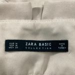 ZARA  Cream Beige Pleated Cuffed Tapered Leg Paperbag Crop Ankle Trousers Pants M Photo 4