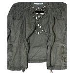 Maurice's 266. Maurice’s Olive Green Cut-Out Moto Jacket | Size Medium | Stylish Outerwear Photo 2