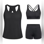 Tempt Me  Black 3 Piece Tankini Swimsuits Tank Top With Boy Shorts Bra Large L Photo 1