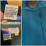VINTAGE 1980'S LINDSEY BLAKE DARK TEAL PANEL PLEATED BUTTON DOWN BLOUSE (10) Green Photo 10