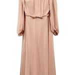 Dessy Collection Puff Sleeve Blouson Overlay Chiffon Maxi Dress in Blush size 14 Pink Photo 2