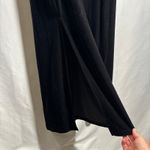 Oleg Cassini VTG 90s Cassini Black Velvet Maxi Dress Side Slit Scoop Neck Short Sleeve L Goth Photo 5