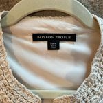 Boston Proper Crochet Three Quarter Sleeve Jacket Cream Medium Boho Cottagecore Photo 5