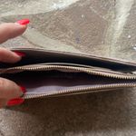 Badgley Mischka Taupe Quilted Cards Wallet vegan leather gold logo hardware Photo 2