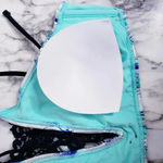 Ambrielle Bra Swimwear Sz Large High Neck Lace Pattern Halter Strap Geometric Blue Photo 8