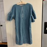 Denim & Co DENIM CO. Women's Blue Chambray Ruffle Sleeve Shift Dress Size 8 Photo 1