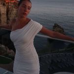 ZARA Sad maxi dress ruched stretch white wedding Elegant White One-Shoulder evening Photo 2