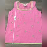 Quacker Factory Silk Blend Pink & Green Grasshopper Sleeveless Top Size M Photo 8