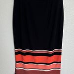 C EST. 1946 Chic Black and Salmon Striped Midi Skirt Size Medium Photo 2