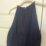 Mac Duggal Ieena For ‎ Pleated Halter Neck Flowy Gown In Navy- New Photo 7