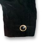 Vintage 90s Black Velvet Cropped Collarless Blazer Jacket Gold Button Elegant 8 Photo 2