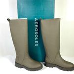 Aerosoles  Slalom Water Resistant Faux Leather Rain Boot Size 8.5 Green Olive NEW Photo 1