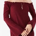 Urban Outfitters Off Shoulder Sweater Dress Lettuce Trim Red Size M Photo 0