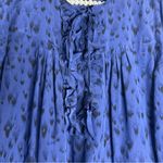 Rebecca Taylor  blue silk long sleeve pockets belted front frill dress tunic 6 CP Photo 3