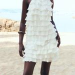 ZARA  ivory ecru mini dress halter ruffle Bohemian summer vacation evening casual Photo 6