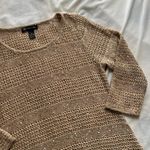 Y2K indie boho INC International tan & gold crochet sequin asymmetrical sweater Size XL Photo 1