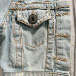 Z Cavaricci Size XS Distressed Cropped Denim Jacket Sweatshirt Removable Hoodie Blue Photo 6