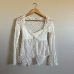 Kimchi Blue Kimchi‎ Blue White Lace Sheer Long Sleeve Babydoll Top Y2K Romantic Boho Size S Photo 10