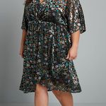 Modcloth  Shimmering Black Floral Dramatic Depths Velvet Short Sleeve Dress XL Photo 0