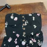 No Boundaries  Juniors L Black Floral Strapless Mini Dress Smocked Button-Front​ Photo 3