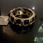 Amrita Singh Shelter Island gold hammered brass and black beveled stones bangle bracelet. NWT Photo 4