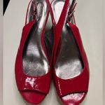 Calvin Klein  Sling Back Peep Toe Cork Wedge Heels Size 9.5 Red Photo 0
