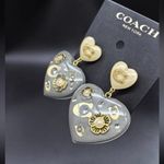 Coach  Heart Earrings in Cream and Gold Photo 3