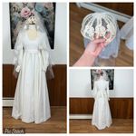 Beautiful Vintage 1970s Wedding Gown & Veil! White Size 10 Photo 1