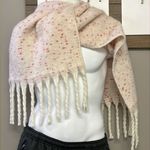 LC Lauren Conrad Women’s Cream and Red Wool Scarf with Tassels Photo 5