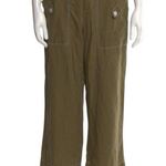 H by Halston H Halston Army Olive Green Linen Crop Pants Wide Leg size large Photo 0