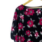 Ralph Lauren Lauren Woman Floral Print Black Pink Short Sleeve Top Size 1X Photo 1