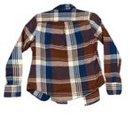 BDG  Brown Blue Plaid Flannel Shirt with Pockets - Size Small Photo 2