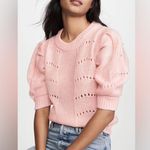 English Factory Short Puff Pleated Sleeve Sweater Chunky Knit Pale Pink Size XS Photo 0