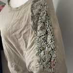 Olive green lace sleeve scoop neck tee Size M Photo 1
