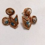 Vintage refurbished Santa fe style post earrings Gold Photo 0