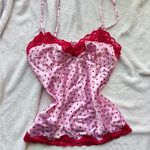 Candie's Red & Pink Polka Dot floral Lace Trim with sequins & beads Camisole tank top Photo 1
