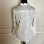 Quince WHITE RIBBED BUTTON FRONT BOHO ROMANTIC VICTORIAN LONG SLEEVE Photo 1