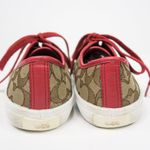 Coach  Empire Outline Canvas Sneakers - Tan & Red Photo 4