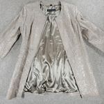 Pamela McCoy Leather‎ Jacket Womens M Cream Silver Animal Print Banded Longline Size M Photo 10