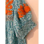 Ivy Jane Sister Mary M 100% Cotton Blue White Floral Embroidered Orange Blouse Size M Photo 2