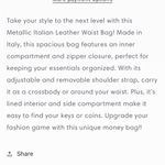 Pink metallic leather waist bag with removable strap Photo 1