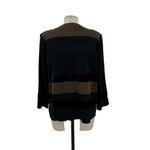 Misook  Brown Black Velvet Striped Open Front Sweater‎ Jacket Blazer Size Medium Photo 5