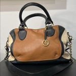 Audrey Brooke Brown and Black Satchel with Gold Accents Photo 0