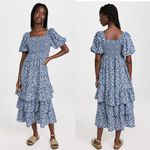 English Factory NWT  tiered ruffle floral texturized maxi dress puff sleeve sz M Photo 2