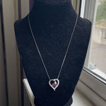 Kay Jewelers Heart-Shaped Amethyst & Diamond Heart Necklace 1/20 ct tw Sterling Silver 18" Photo 0