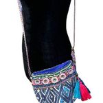 Christophe Sauvat Neiman Marcus Domi Suzani Beaded Tassel Crossbody Purse Blue Photo 0