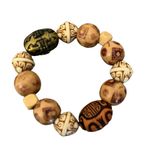 Hand Crafted Wood Beaded Earth Natural Tones Stretch Bracelet Brown Photo 0